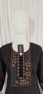Moonpalav Midnight Black Roman Silk Festive Suit with Chanderi Dupatta