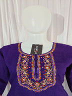 Moonpalav Royal Purple Marina Silk Embroidered Suit with Meena Work Dupatta