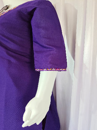 Moonpalav Royal Purple Marina Silk Embroidered Suit with Meena Work Dupatta