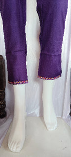 Moonpalav Royal Purple Marina Silk Embroidered Suit with Meena Work Dupatta