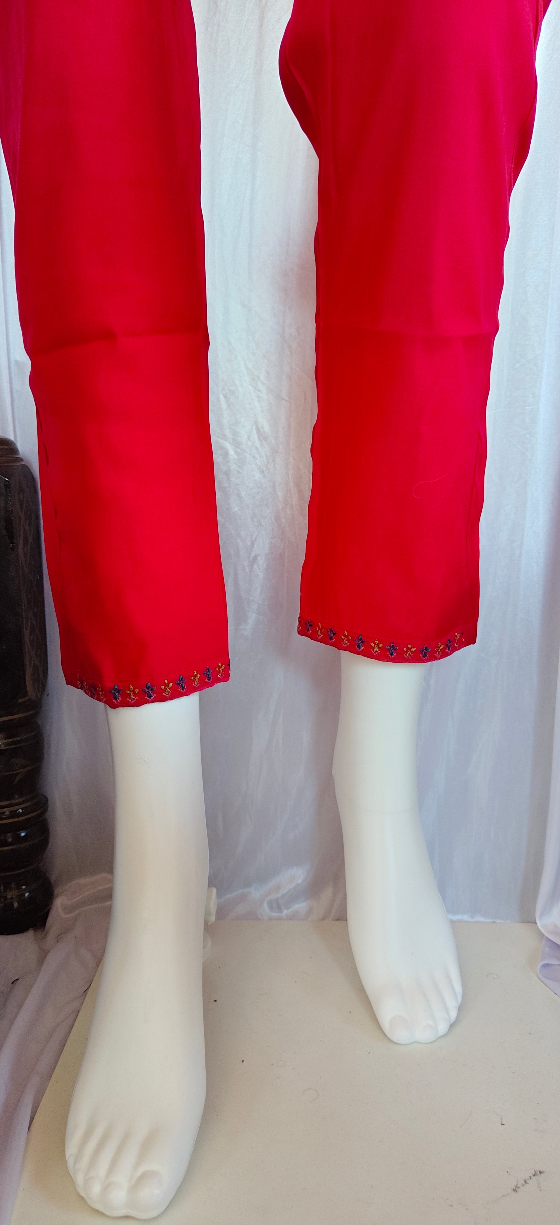 Moonpalav Rani Pink Roman Silk Embroidered Kurta Set with Dupatta