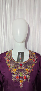 Moonpalav Rich Wine Roman Silk Kurta Set with Jacquard Meena Dupatta