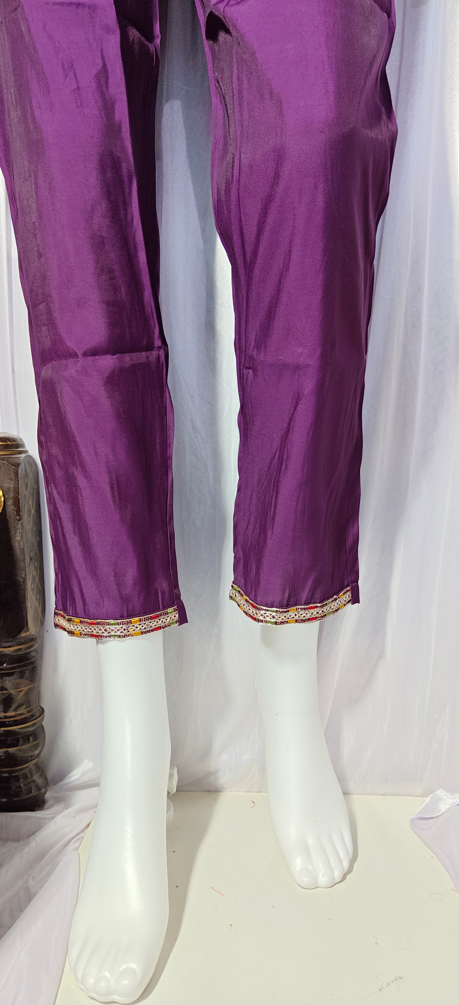 Moonpalav Rich Wine Roman Silk Kurta Set with Jacquard Meena Dupatta
