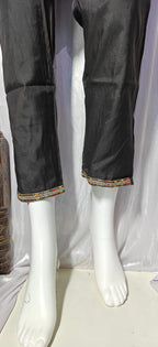 Moonpalav Midnight Black Roman Silk Sequinned Kurta Set with Jacquard Dupatta
