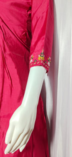Moonpalav Rani Pink Roman Silk Handwork Anarkali Suit with Dupatta