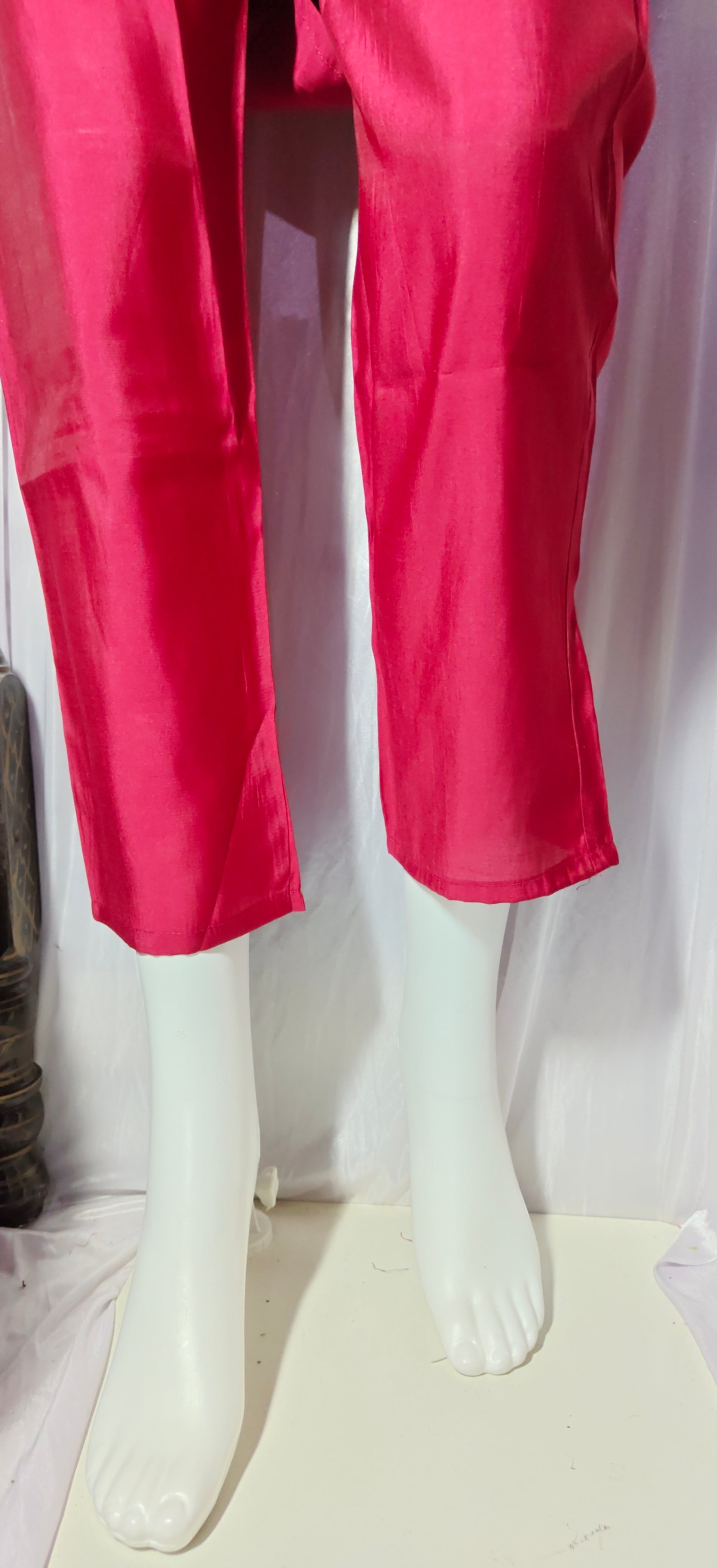 Moonpalav Rani Pink Roman Silk Handwork Anarkali Suit with Dupatta