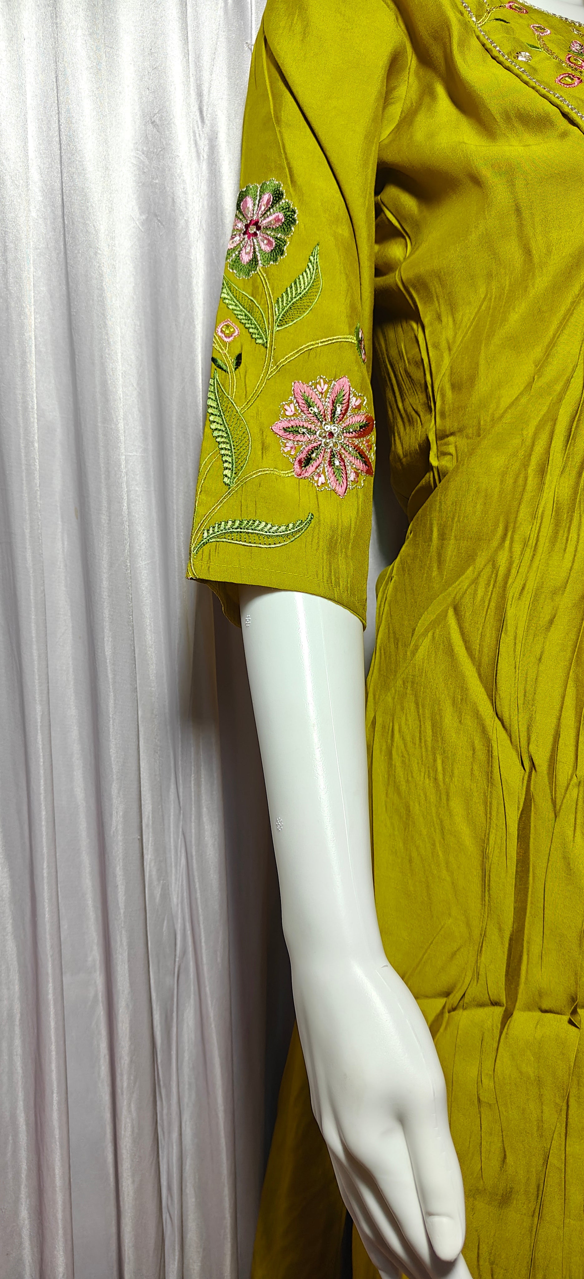 Moonpalav Signature Lemon Roman Silk Anarkali Suit Set
