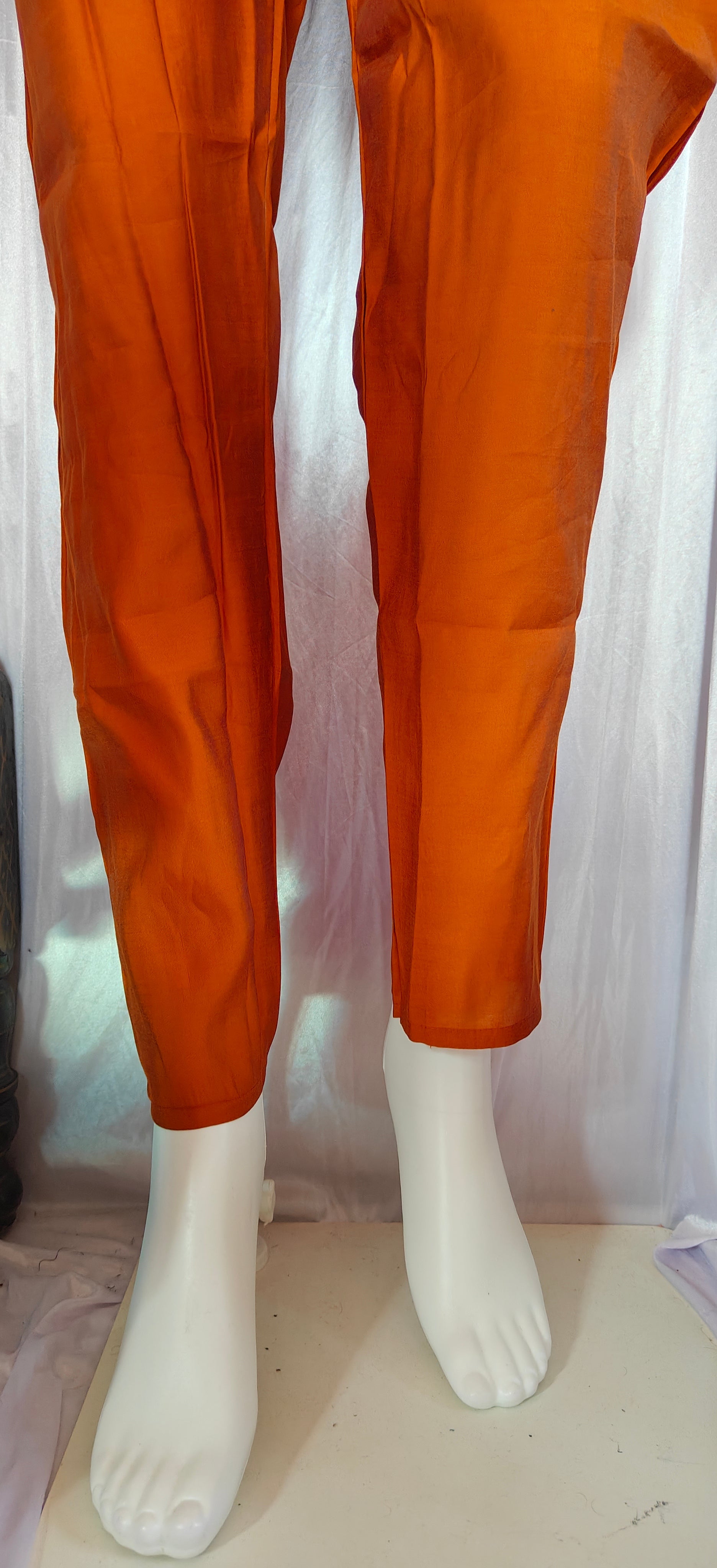 Moonpalav Signature Orange Roman Silk Hand-Embroidered Anarkali Suit Set