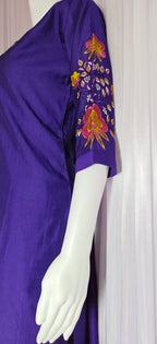 Moonpalav Signature Royal Purple Marina Silk Handwork Kurta Set