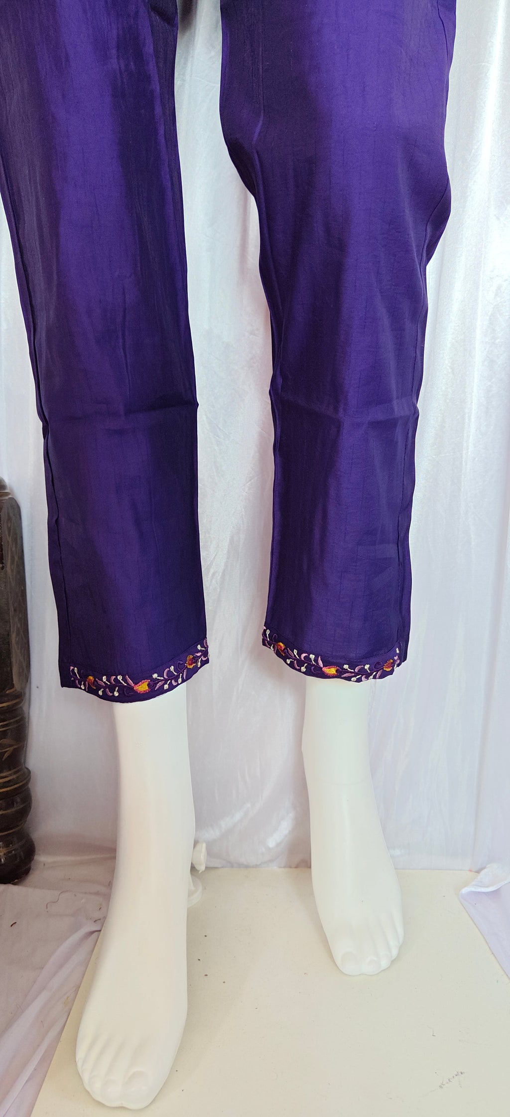 Moonpalav Signature Royal Purple Marina Silk Handwork Kurta Set