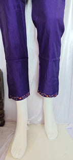 Moonpalav Signature Royal Purple Marina Silk Handwork Kurta Set