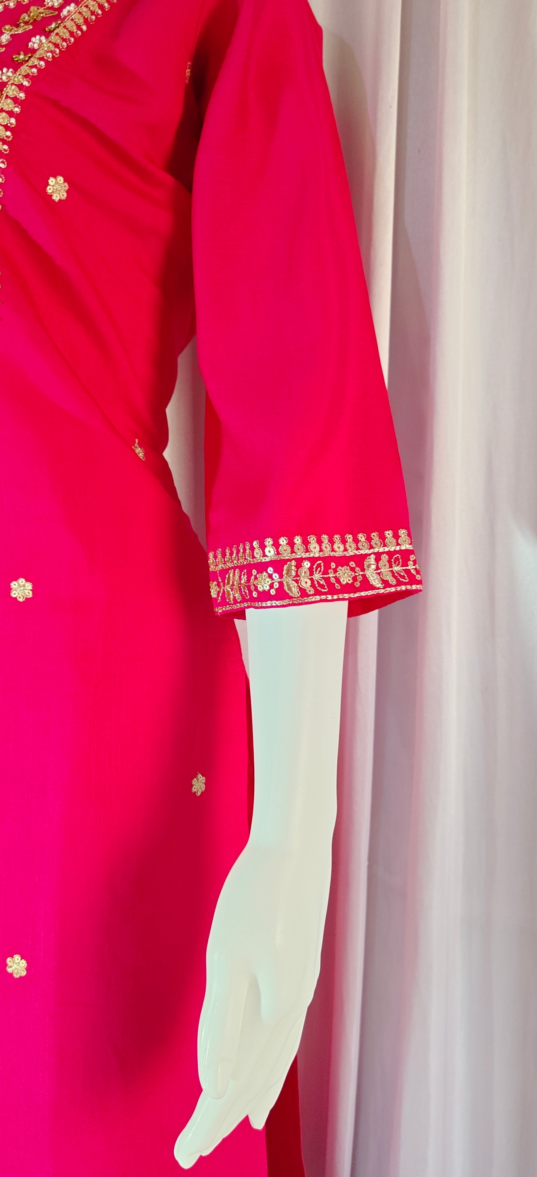Moonpalav Rani Pink Viscose Silk Hand-Embroidered Suit Set