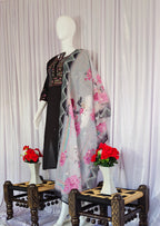 Moonpalav Midnight Black Roman Silk Festive Suit with Chanderi Dupatta