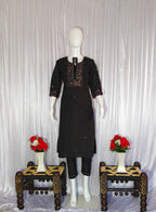 Moonpalav Midnight Black Roman Silk Festive Suit with Chanderi Dupatta