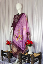 Moonpalav Wine Purple Viscose Silk Designer Suit with Digital Print Dupatta