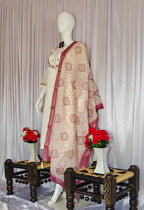 Moonpalav Pearl Cream Marina Silk Luxury Suit with Digital Print Dupatta