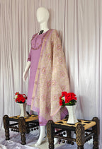 Moonpalav Lavender Mist Marina Silk Festive Suit with Digital Print Dupatta