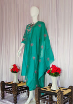 Moonpalav Signature Emerald Green Marina Silk Handwork Kurta Set