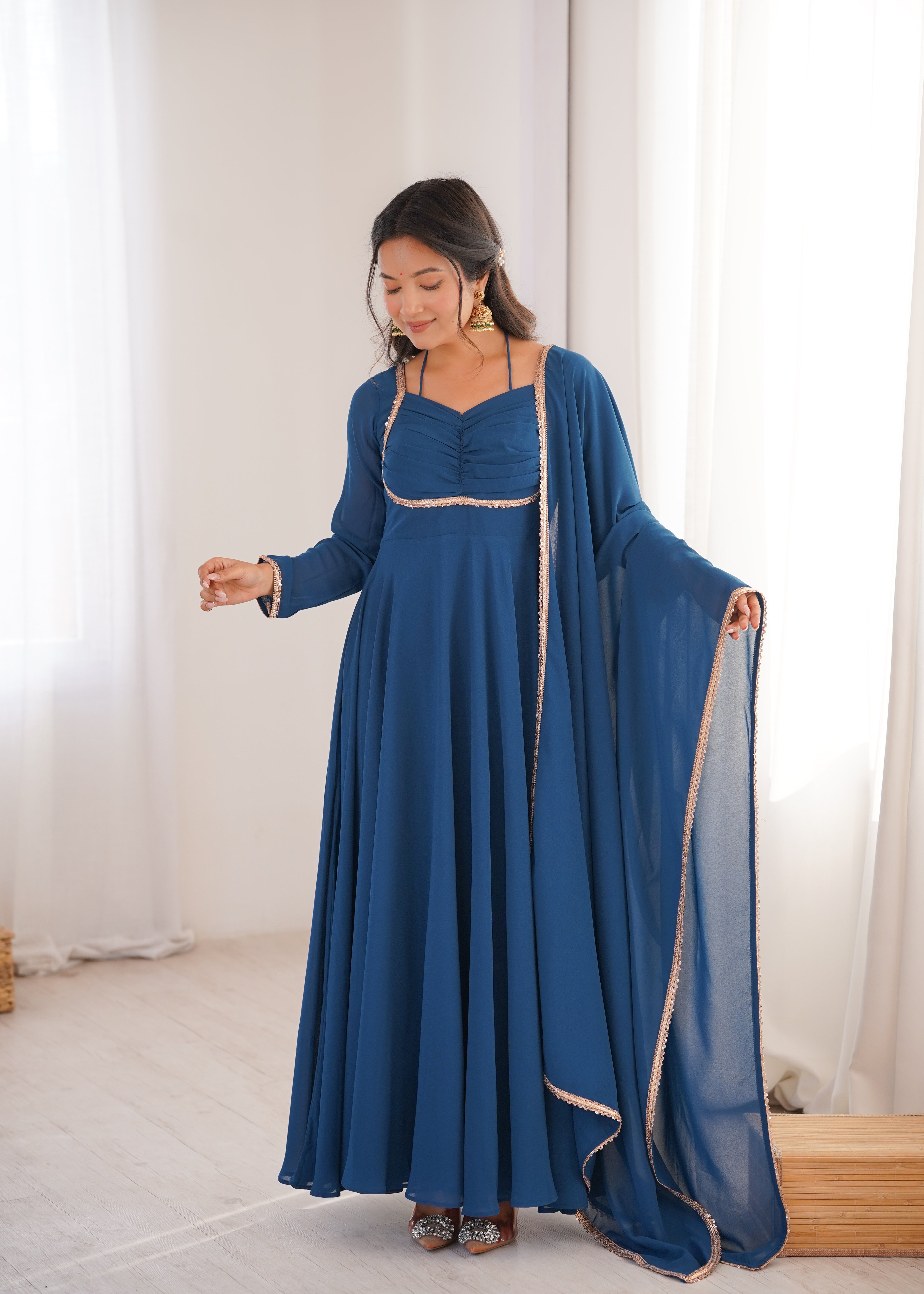 Women’s Pure Georgette Flared Anarkali Suit Set | Festive Wedding Wear
