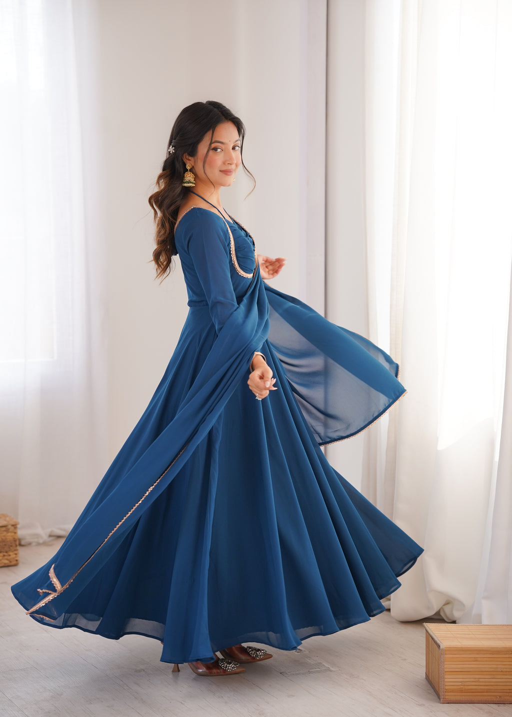 Women’s Pure Georgette Flared Anarkali Suit Set | Festive Wedding Wear