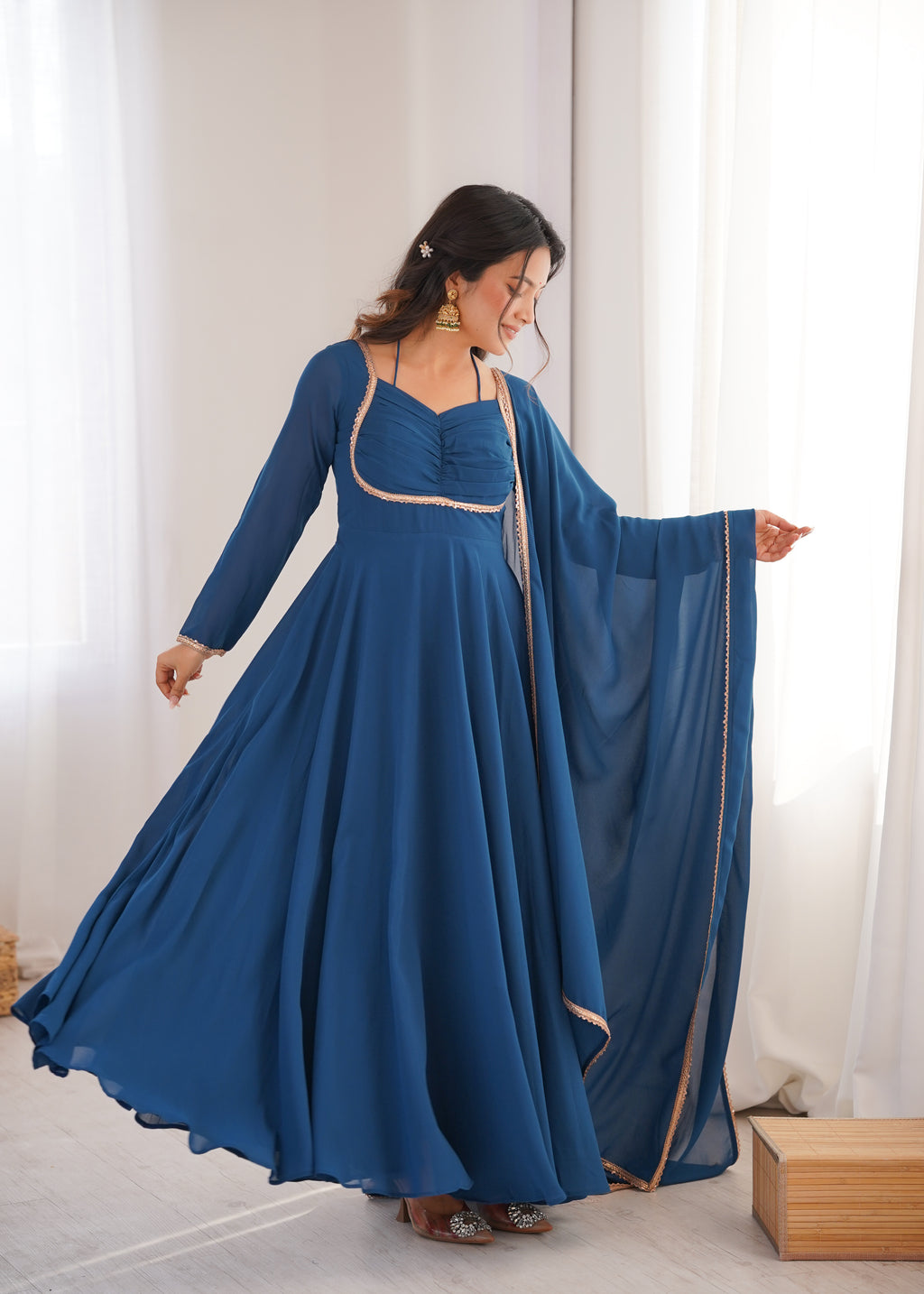 Women’s Pure Georgette Flared Anarkali Suit Set | Festive Wedding Wear