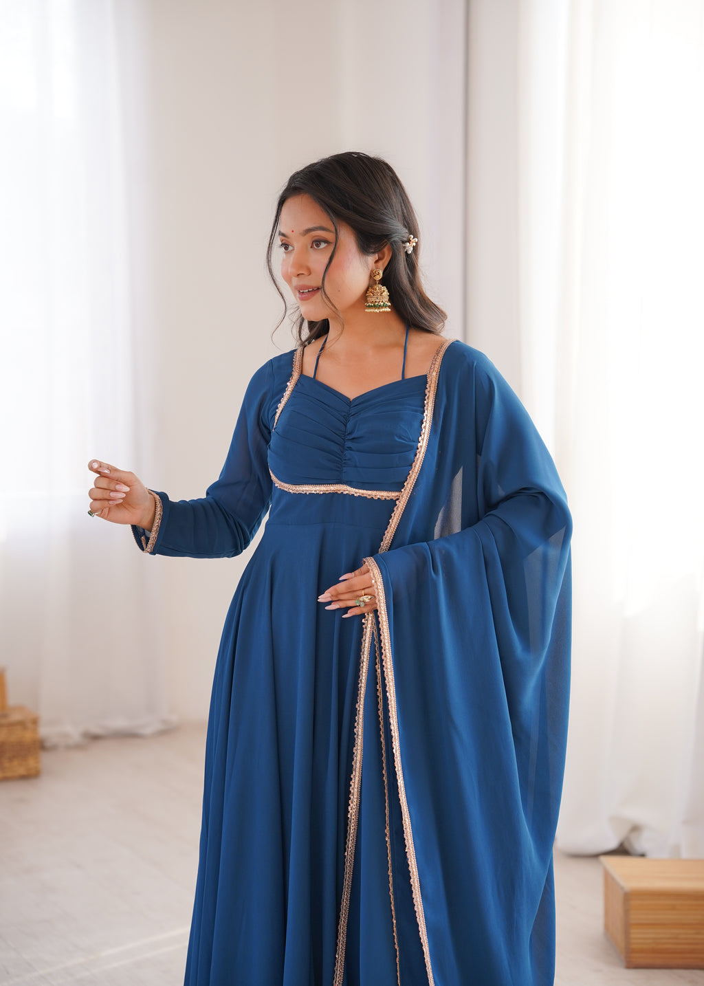 Women’s Pure Georgette Flared Anarkali Suit Set | Festive Wedding Wear