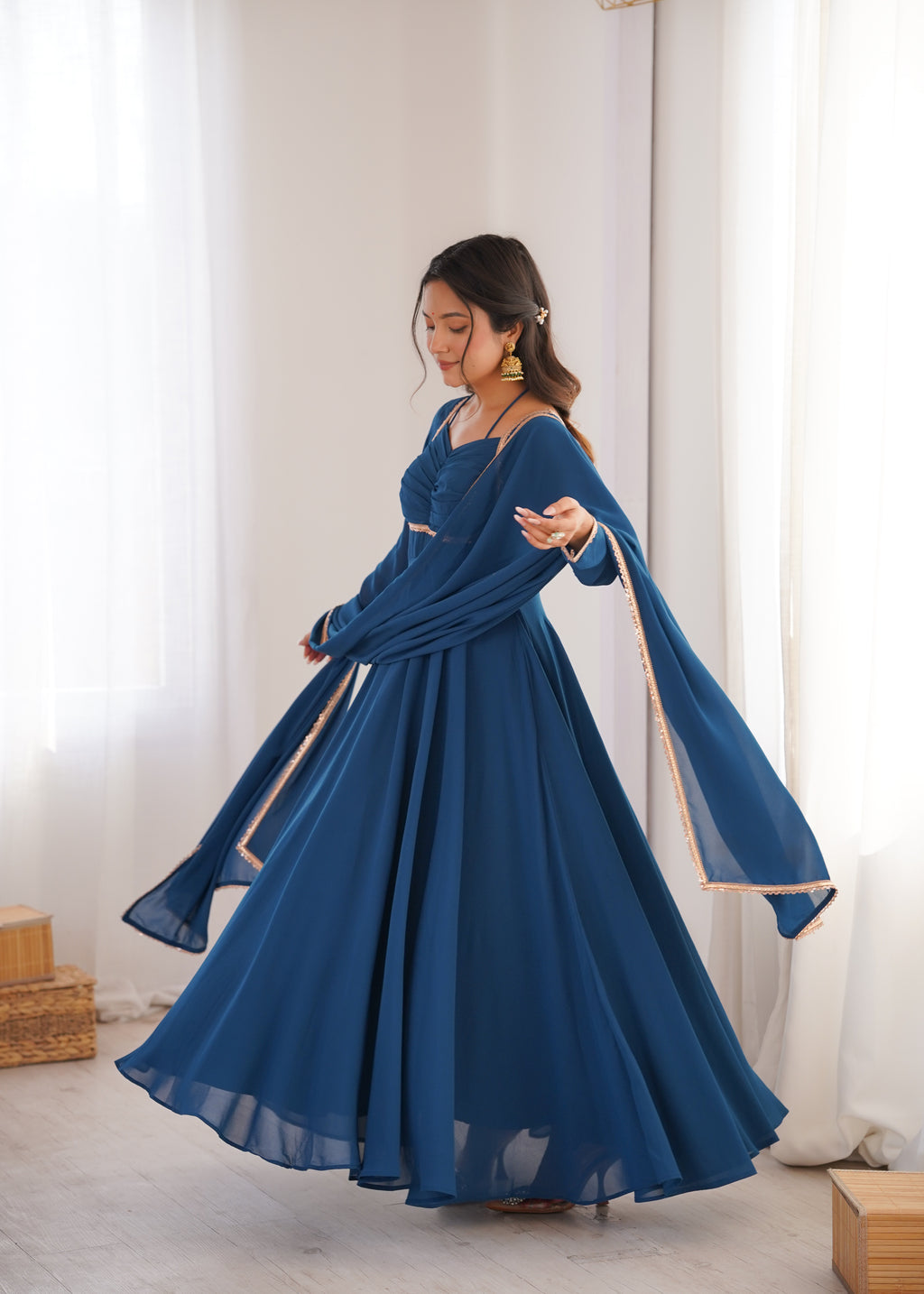 Women’s Pure Georgette Flared Anarkali Suit Set | Festive Wedding Wear
