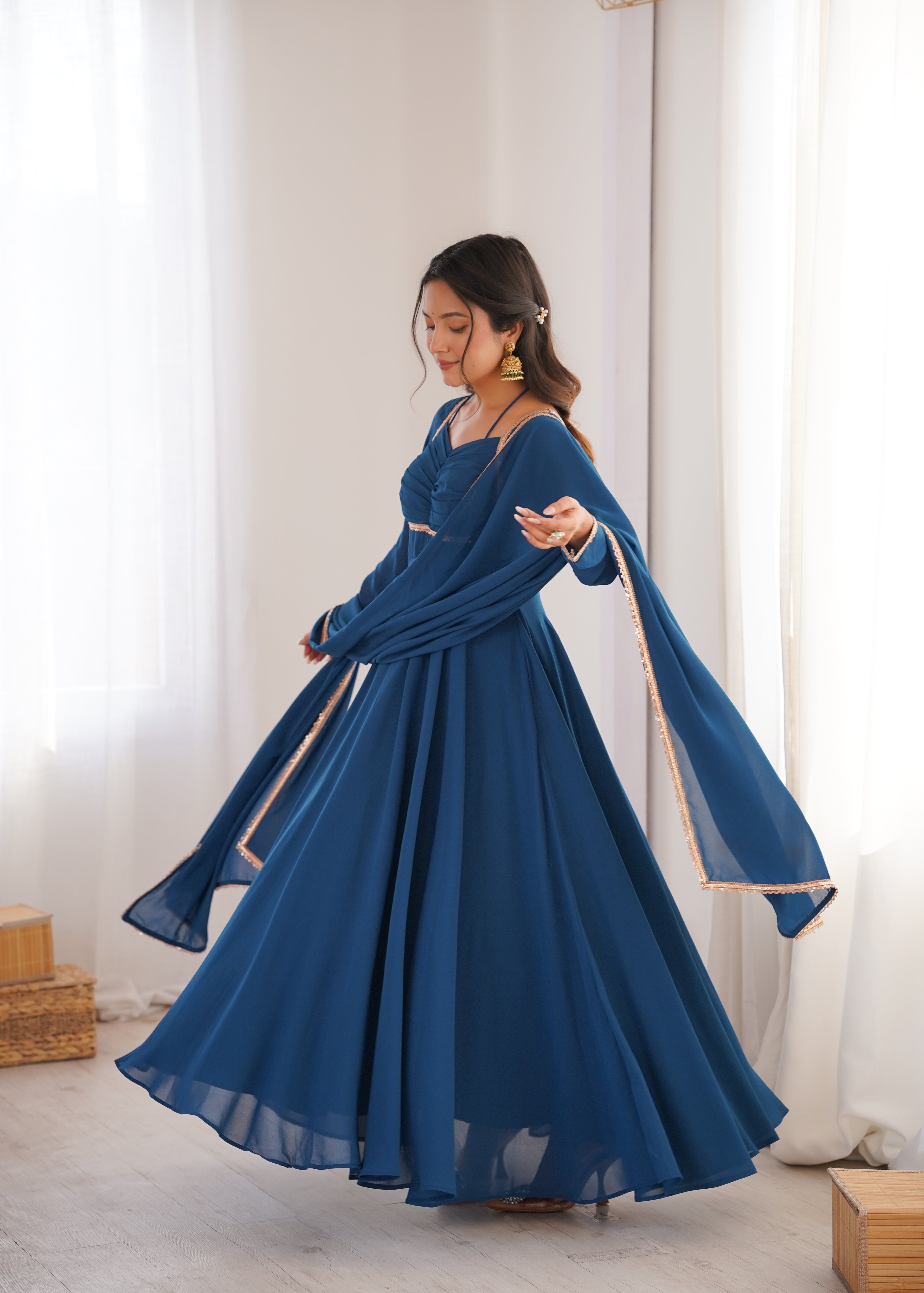 Women’s Pure Georgette Flared Anarkali Suit Set | Festive Wedding Wear