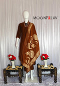 Moonpalav Earth Brown Mango Silk Handwork Suit Set for Weddings