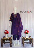 Moonpalav Signature Royal Purple Marina Silk Handwork Kurta Set