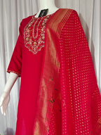 Moonpalav Hot Pink Marina Silk Designer Suit with Meena Work Dupatta
