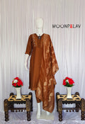 Hand-Embroidered Silk Suit with Woven Floral Motif Dupatta