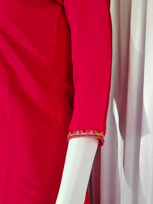 Moonpalav Hot Pink Marina Silk Designer Suit with Meena Work Dupatta
