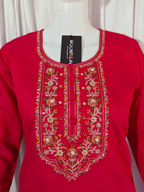 Moonpalav Hot Pink Marina Silk Designer Suit with Meena Work Dupatta